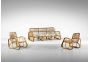 Bamboo and Fabric Sofa with Pair of Armchairs  - Furniture 