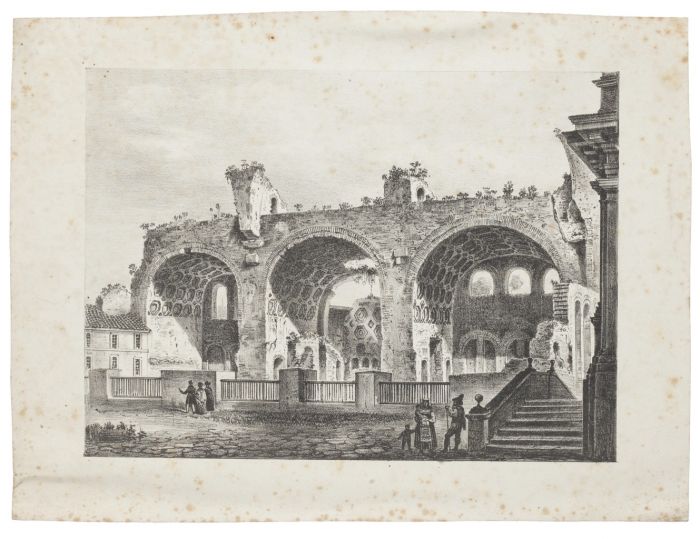 "The lands of Rome" 1850's is an original lithograph realized by an Anonymous Artist of the XX Century . 