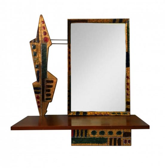 Wall Mirror, Design Objects, Italian manufacture, Glass, Wood, Vintage, Italian design, Decorative objects