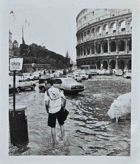 Downpour in Rome 1989 - Vintage Photograph