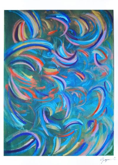 Abstract Flowers by Martine Goeyens - Contemporary Artwork