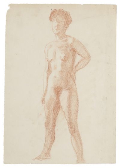 "Nude" 1930's is an original drawing in sanguine, realized by an Anonymous Artist of the XX Century . 
