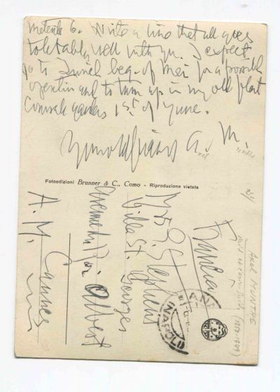 Autograph Postcard by Axel Munthe - Original Manuscripts