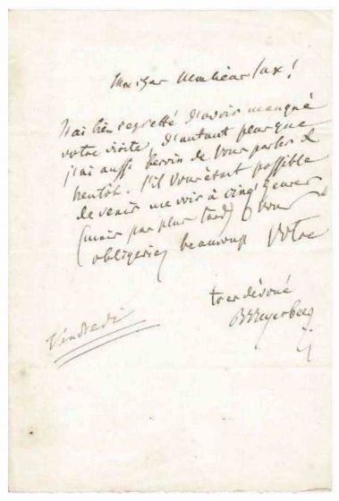 Autograph Letter by Giacomo Meyerbeer - Original Manuscripts