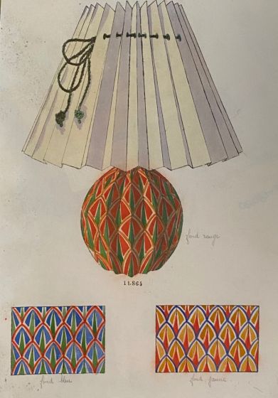 "Lamp and Decoration" 1890s  is an original watercolor drawing on ivory-colorated paper by Anonymous Artist of XIX Century.