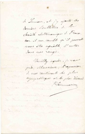 Autograph Letter by Camille Flammarion