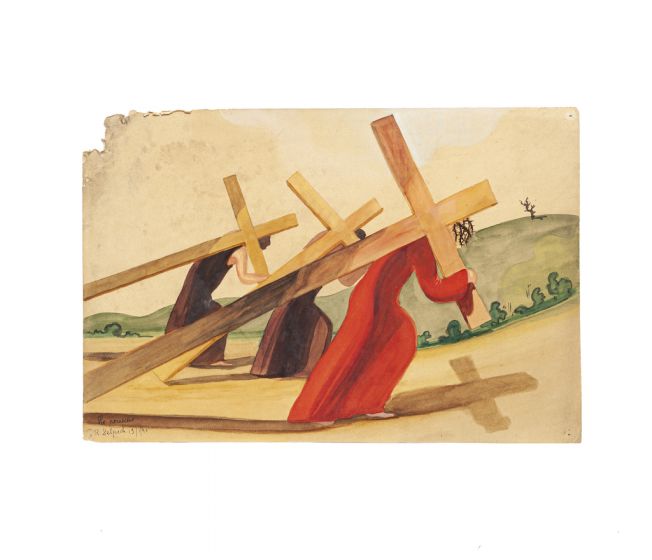 Carrying the Cross by Jean-Raym Delpech- Modern Artwork