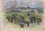 "Browse"  is an original hand colored drawing on ivory-colorated paper by Mino Maccari (1898-1989).