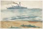"Navy with War" is an original drawing in watercolor on paper, realized by Jean Delpech (1916-1988), in 1936. 