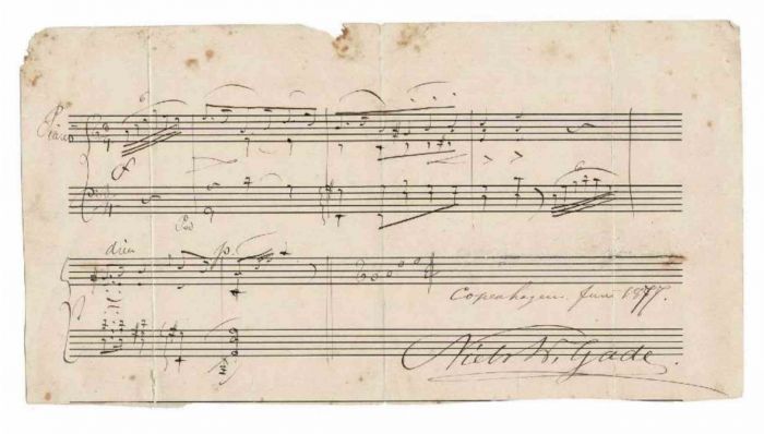 Autograph Musical Sheet by Niels Wilhelm Gade