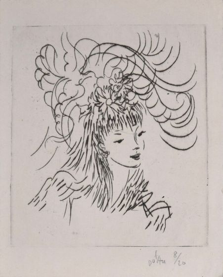 Woman with Flowery Hairstyle by Amandine Doré - Contemporary Artwork