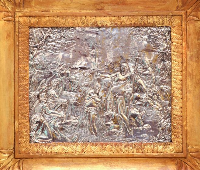 Silver bas-relief with baptism scene - Decorative Object