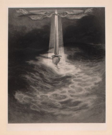 "Weddigen"  is an original Black and white héliogravure on cream-colored cardboard realized by Choisy Le Conin, pseudonym of Franz Von Bayros (Agram, 1866 – Vienna, 1924).