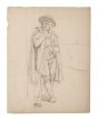"Musician"  is an original pencil drawing on ivory-colorated paper by Anonymous Artist of XIX Century.