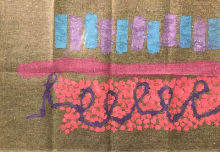 Untitled - Dark Pink by Giorgio Griffa - Contemporary Artwork