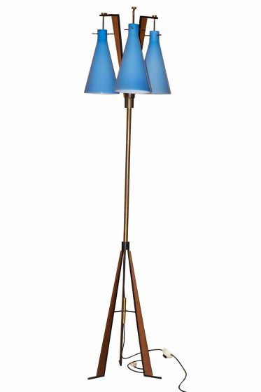 Teak and Murano Floor Glass Lamp - SOLD