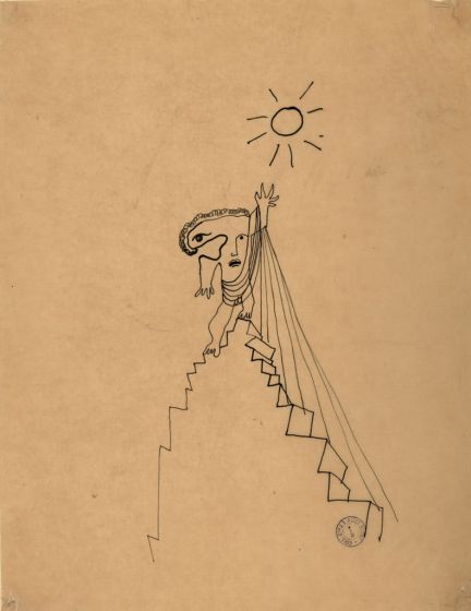 Jean Cocteau China Ink From La Machine Infernale by Jean Cocteau - Surrealist Artwork