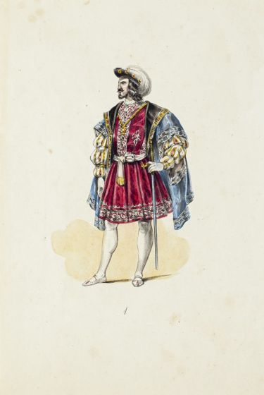 Theatrical Costume is a splendid hand lithograph engraved by Anonymous Artist of XX Century.