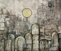 Landscape with golden moon by Paola Romano - Contemporary Artwork 