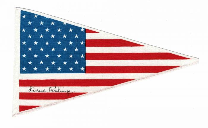 American Pennant Signed by Linus Pauling